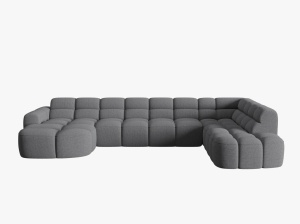 COLTAR LISA, DREAPTA, 7 LOCURI, 387 CM, GRI 89, TAPITERIE DIN STOFA, DESIGN DEOSEBIT - Img 2