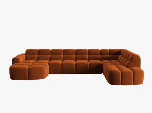 COLTAR LISA, DREAPTA, 7 LOCURI, 387 CM, SCORTISOARA, TAPITERIE DIN CATIFEA, DESIGN DEOSEBIT - Img 2