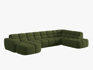 COLTAR LISA, DREAPTA, 7 LOCURI, 387 CM, VERDE OLIVE 35, TAPITERIE DIN STOFA, DESIGN DEOSEBIT