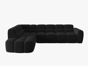 COLTAR LISA, STANGA, 5 LOCURI, 293 CM, NEGRU, TAPITERIE DIN CATIFEA, DESIGN DEOSEBIT - Img 2