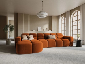 COLTAR LISA, STANGA, 5 LOCURI, 310 CM, SCORTISOARA, TAPITERIE DIN CATIFEA, DESIGN DEOSEBIT