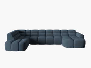COLTAR LISA, STANGA, 7 LOCURI, 387 CM, ALBASTRU INCHIS 77, TAPITERIE DIN STOFA, DESIGN DEOSEBIT - Img 2