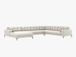 COLTAR MAMAIA, CU 7 LOCURI, PE DREAPTA, BEJ DESCHIS, CU TAPITERIE DIN TEXTIL STRUCTURAT NEVE, MICADONI