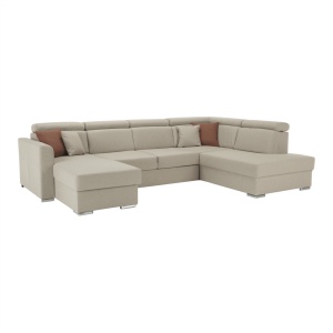 COLTAR MARIETA U, MODEL DREAPTA, BEJ/CARAMIZIU, DIN TEXTIL CABLO, EXTENSIBIL, SPATIU DEPOZITARE, STIL MODERN, TK - Img 2