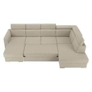 COLTAR MARIETA U, MODEL DREAPTA, BEJ/CARAMIZIU, DIN TEXTIL CABLO, EXTENSIBIL, SPATIU DEPOZITARE, STIL MODERN, TK - Img 4