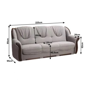 COLTAR METY, 3+1+1, GRI/WENGE, DIN TESATURA SI LEMN, EXTENSIBILA, STIL CLASIC, TK - Img 3