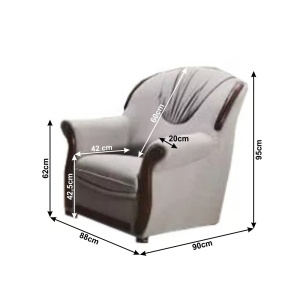 COLTAR METY, 3+1+1, GRI/WENGE, DIN TESATURA SI LEMN, EXTENSIBILA, STIL CLASIC, TK - Img 5