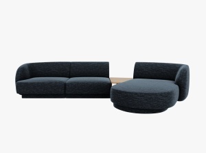 COLTAR MILEY, CU 3 LOCURI, PE DREAPTA, ALBASTRU ROYAL, CU TAPITERIE DIN TEXTIL CHENILLE HAGA, MICADONI