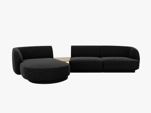 COLTAR MILEY, CU 3 LOCURI, PE STANGA, GRI ANTRACIT, CU TAPITERIE DIN TEXTIL CHENILLE EDEN, MICADONI
