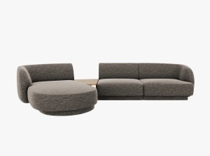 COLTAR MILEY, CU 3 LOCURI, PE STANGA, GRI, CU TAPITERIE DIN TEXTIL CHENILLE HAGA, MICADONI