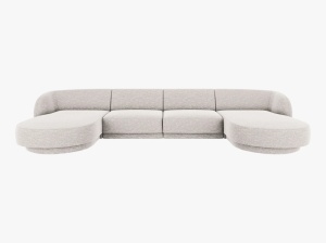COLTAR MILEY, CU 5 LOCURI, ARGINTIU, CU TAPITERIE DIN TEXTIL CHENILLE EDEN, MICADONI