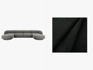 COLTAR MILEY, CU 5 LOCURI, NEGRU, CU TAPITERIE DIN TEXTIL BOUCLE BALOO, MICADONI
