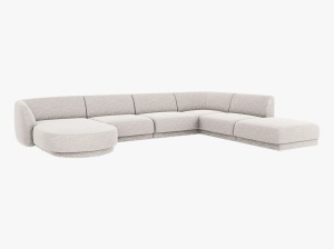 COLTAR MILEY, CU 6 LOCURI, PE DREAPTA, ARGINTIU, CU TAPITERIE DIN CHENILLE EDEN, MICADONI