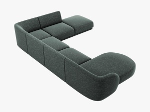 COLTAR MILEY DREAPTA, 6 LOCURI, 327 CM, VERDE 78, TAPITERIE CHENILLE, DESIGN DEOSEBIT - Img 2