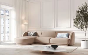 COLTAR MILEY STANGA, 4 LOCURI, 255 CM, CAPPUCCINO 40, TAPITERIE DIN CATIFEA, DESIGN DEOSEBIT