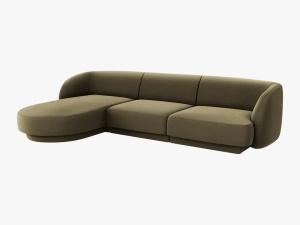 COLTAR MILEY STANGA, 4 LOCURI, 255 CM, VERDE 77, TAPITERIE DIN CATIFEA, DESIGN DEOSEBIT - Img 2