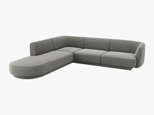 COLTAR MILEY STANGA, 6 LOCURI, 258 CM, GRI DESCHIS 13, TAPITERIE DIN CATIFEA, DESIGN DEOSEBIT