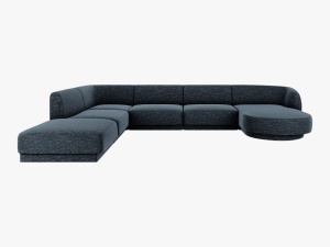 COLTAR MILEY STANGA, 6 LOCURI, 327 CM, ALBASTRU 86, TAPITERIE CHENILLE, DESIGN DEOSEBIT