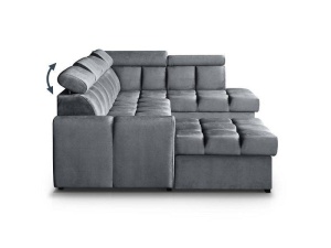 COLTAR MODERN DEOSEBIT, GOMEZ U 330CM, DIN CATIFEA DE CULOARE GRI INCHIS, CONFORT SPORIT, MARS - Img 4