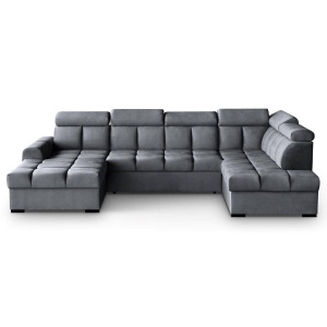COLTAR MODERN DEOSEBIT, GOMEZ U 330CM, DIN CATIFEA DE CULOARE GRI INCHIS, CONFORT SPORIT, MARS - Img 5