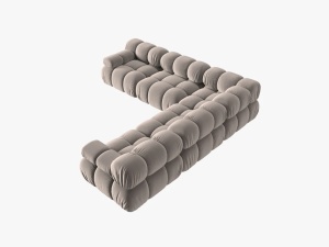 COLTAR MODULAR BELLIS, 5 LOCURI, 282 CM, BEJ 16, TAPITERIE DIN CATIFEA, DESIGN DEOSEBIT - Img 3