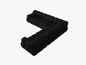 COLTAR MODULAR BELLIS, 5 LOCURI, 282 CM, NEGRU 19, TAPITERIE DIN CATIFEA 3D, DESIGN DEOSEBIT - Img 4