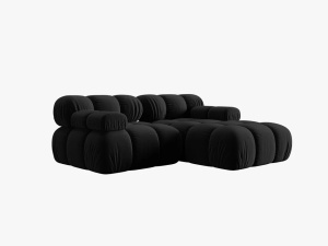 COLTAR MODULAR BELLIS, DREAPTA, 2 LOCURI, 191 CM, NEGRU 100, TAPITERIE DIN CATIFEA, DESIGN DEOSEBIT - Img 4