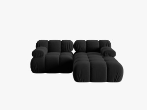 COLTAR MODULAR BELLIS, DREAPTA, 2 LOCURI, 191 CM, NEGRU 100, TAPITERIE DIN CATIFEA, DESIGN DEOSEBIT - Img 5