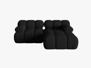 COLTAR MODULAR BELLIS, DREAPTA, 2 LOCURI, 191 CM, NEGRU 19, TAPITERIE DIN CATIFEA 3D, DESIGN DEOSEBIT