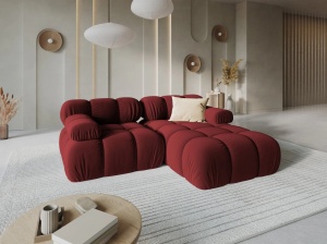 COLTAR MODULAR BELLIS, DREAPTA, 2 LOCURI, 191 CM, ROSU INCHIS 59, TAPITERIE DIN CATIFEA, DESIGN DEOSEBIT
