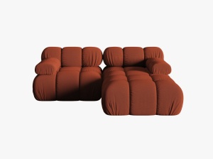 COLTAR MODULAR BELLIS, DREAPTA, 2 LOCURI, 191 CM, SCORTISOARA 44, TAPITERIE DIN CATIFEA 3D, MICADONI