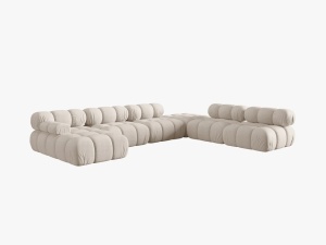 COLTAR MODULAR BELLIS, DREAPTA, 6 LOCURI, 379 CM, BEJ DESCHIS 23, TAPITERIE DIN CATIFEA 3D, DESIGN DEOSEBIT - Img 4