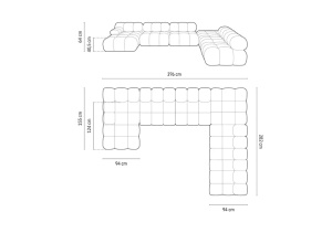 COLTAR MODULAR BELLIS, DREAPTA, 6 LOCURI, 379 CM, BLEUMARIN 87, TAPITERIE DIN CATIFEA 3D, DESIGN DEOSEBIT - Img 7