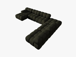 COLTAR MODULAR BELLIS, DREAPTA, 6 LOCURI, 379 CM, VERDE 77, TAPITERIE DIN CATIFEA 3D, DESIGN DEOSEBIT - Img 3