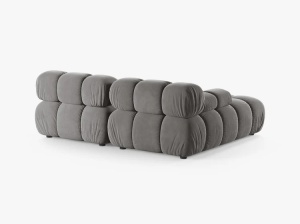 COLTAR MODULAR BELLIS, PE STANGA, GRI DESCHIS, CU TAPITERIE DIN CATIFEA BLUVEL, MICADONI - Img 3