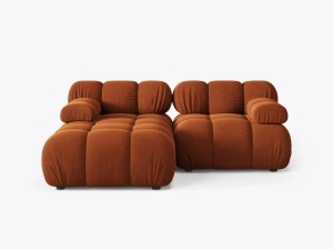 COLTAR MODULAR BELLIS, PE STANGA, TERACOTA, CU TAPITERIE DIN CATIFEA BLUVELL, MICADONI