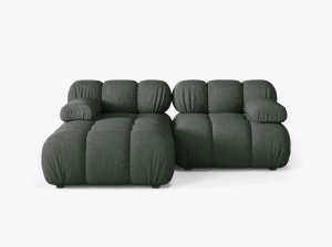 COLTAR MODULAR BELLIS, PE STANGA, VERDE INCHIS, CU TAPITERIE DIN TEXTIL STRUCTURAT LIBERTY, MICADONI