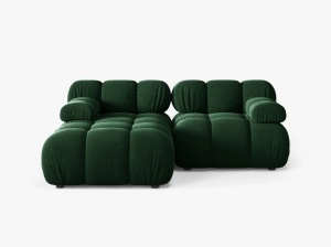 COLTAR MODULAR BELLIS, PE STANGA, VERDE SMARALD, CU TAPITERIE DIN CATIFEA BLUVEL, MICADONI