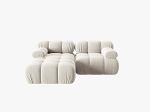 COLTAR MODULAR BELLIS, STANGA, 2 LOCURI, 191 CM, BEJ DESCHIS 21, TAPITERIE DIN CATIFEA, MICADONI - Img 6