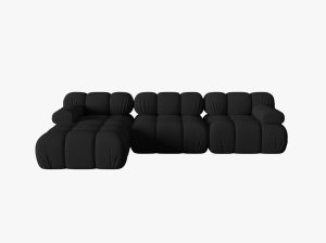 COLTAR MODULAR BELLIS, STANGA, 3 LOCURI, 285 CM, NEGRU 19, TAPITERIE DIN CATIFEA 3D, DESIGN DEOSEBIT