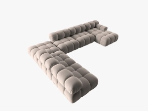 COLTAR MODULAR BELLIS, STANGA, 6 LOCURI, 379 CM, BEJ 16, TAPITERIE DIN CATIFEA, DESIGN DEOSEBIT - Img 3
