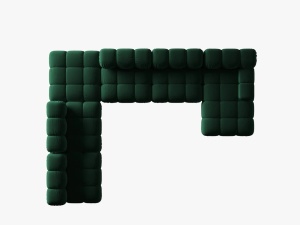COLTAR MODULAR BELLIS, STANGA, 6 LOCURI, 379 CM, VERDE 38, TAPITERIE DIN CATIFEA, DESIGN DEOSEBIT - Img 2