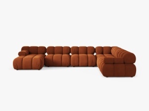 COLTAR MODULAR PANORAMIC BELLIS, PE DREAPTA, TERACOTA, CU TAPITERIE DIN CATIFEA BLUVEL, MICADONI - Img 2