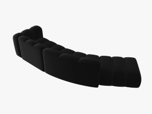 COLTAR SEMIROTUND LUPIN, STANGA, 5 LOCURI, 335 CM, NEGRU 19, TAPITERIE DIN CATIFEA, DESIGN DEOSEBIT - Img 3