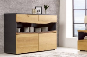 COMODA 120CM, WILD, COD 40064, DIN LEMN MASIV SI MDF, STIL VINTAGE - Img 1