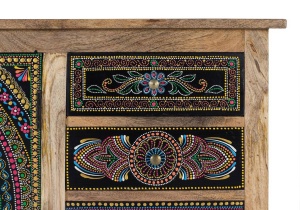 COMODA/BUFET 107CM, MULTICOLOR/NATURAL, DIN LEMN DE MANGO, PICTAT MANUAL - Img 6