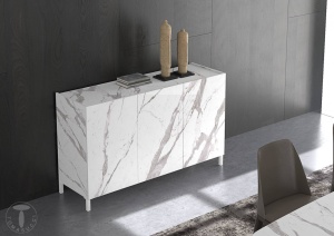 COMODA/BUFET 130CM, EDDY MARMURA, COD 4682, STIL MODERN, REALIZATA PANOURI LAMINATE, EFECT MARMURA - Img 4