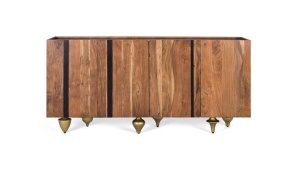 COMODA/BUFET 180CM, DIN LEMN DE MANGO, BLAT DIN MARMURA SI PICIOARE DIN METAL, DESIGN EXTRAVAGANT