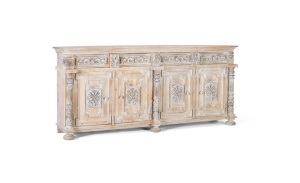 COMODA/BUFET 225CM, ALB ANTICHIZAT, DIN LEMN DE MANGO, GINER Y COLOMER - Img 2