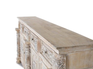 COMODA/BUFET 225CM, ALB ANTICHIZAT, DIN LEMN DE MANGO, GINER Y COLOMER - Img 4